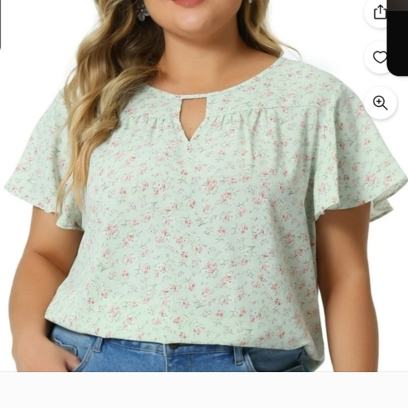 Agnes Orinda Tops - Agnes Orinda Pale Green Floral Keyhoke Blouse. NWT